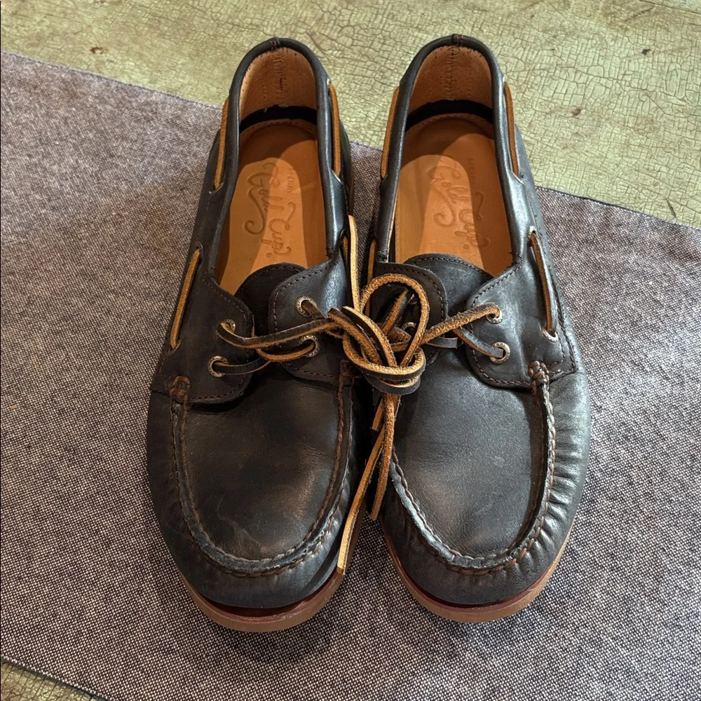 Sperry Gold Cup Leather Boat Shoes Black Handsewn Moc Toe Men’s 9.5